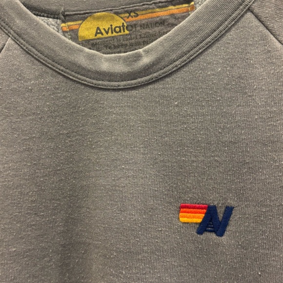 AVIATOR NATION Crew Neck Sweatshirt w/stripe detail, Size XS, Excellent Cond - Picture 4 of 12